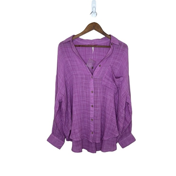 Free People Women’s Oversized Long Sleeve Top Shirt - Picture 1 of 10